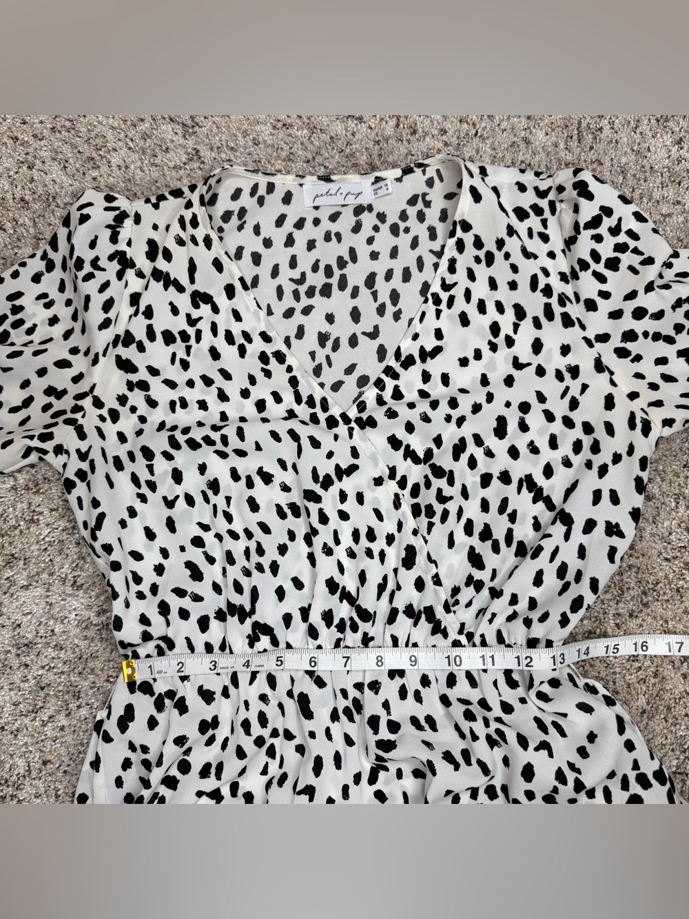 Petal & Pup Hyde Cheetah Tie Waist V-Neck Long Sleeve Maxi Dress 6 White Black - Picture 10 of 11